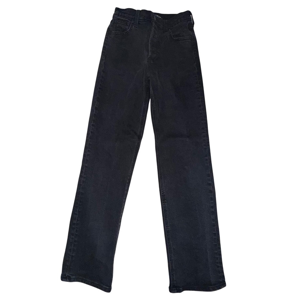 Denim Forum Arlo Hi-Rise Straight Jeans 23 Black Organic Cotton High Waist Pants